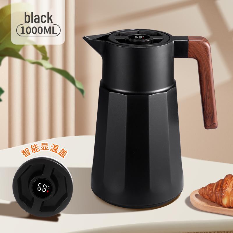 Large-Capacity Insulated Kettle with Wooden Handle and Smart Temperature Control
