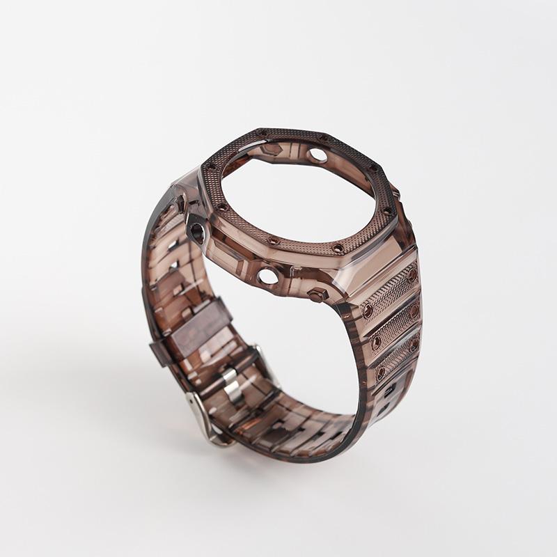 

Набор ремешков для часов из ТПУ/силикона/резины Мягкий и легкий Желейный Прозрачный черный синий однотонный ремешок чехол Для CASIO G-SHOCK GA2100 GA2100 чёрный