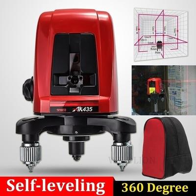 Portable AK435 360 Degree Self-leveling Cross 2 Line 1 Point  Laser Level