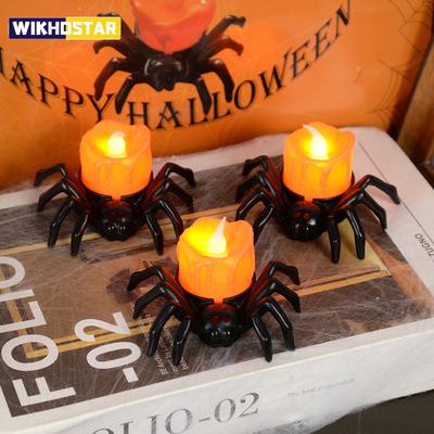 1 szt. Dekoracje Halloween LED Świeca Światło Plastikowy Pająk Lampa Dyniowa do Domu Baru Nawiedzonego Domu Dekoracja na Imprezę Halloweenową