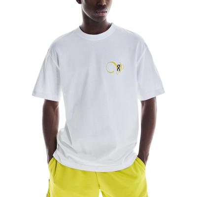 On Club-T Grafik-Logo Lockerer Schnitt Überschnittene Schultern Kurzarm T-Shirt Herren Tops Weiß Limette 1MF11842929