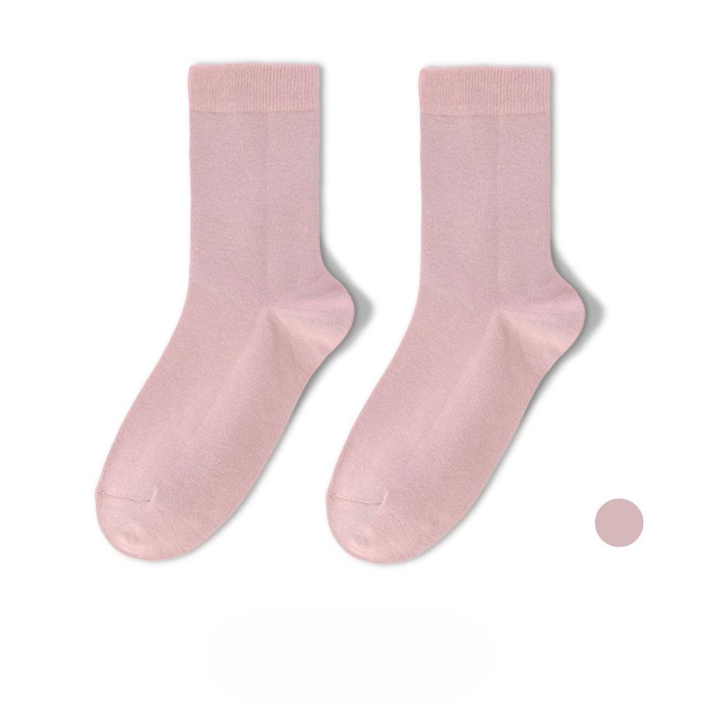 Damen Herbst- und Winter Einfarbig 5A Antibakteriell Anti-Geruch Mittelhohe Frottee-Baumwollsocken