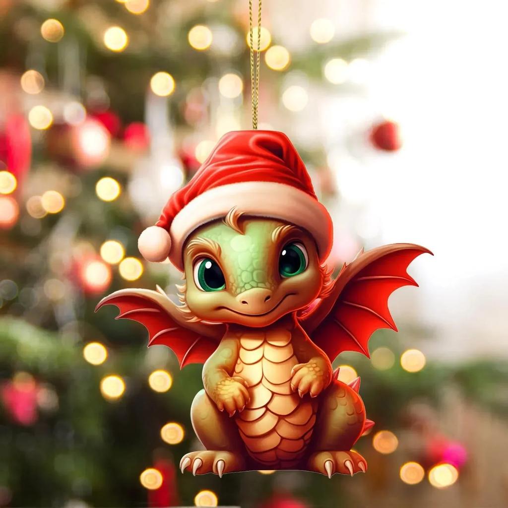 New Christmas Dragon Ornaments Lovely Cool of Baby Dragon Christmas Anime Flying Dragon Pendant for Home Office Desktop Decor
