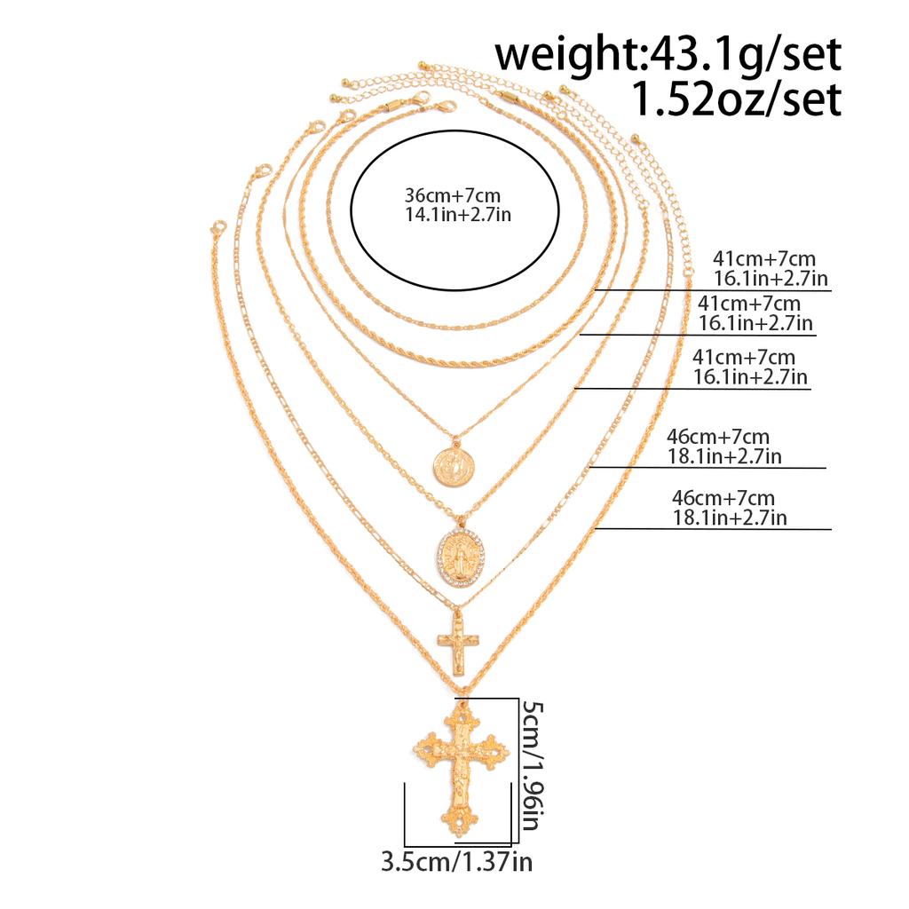 SHIXIN 6 Pcs/Set Hip Hop Jesus Cross Pendant Necklace for Men Punk Gothic Multilayer Stackable Choker Collar Chain Male Jewelry