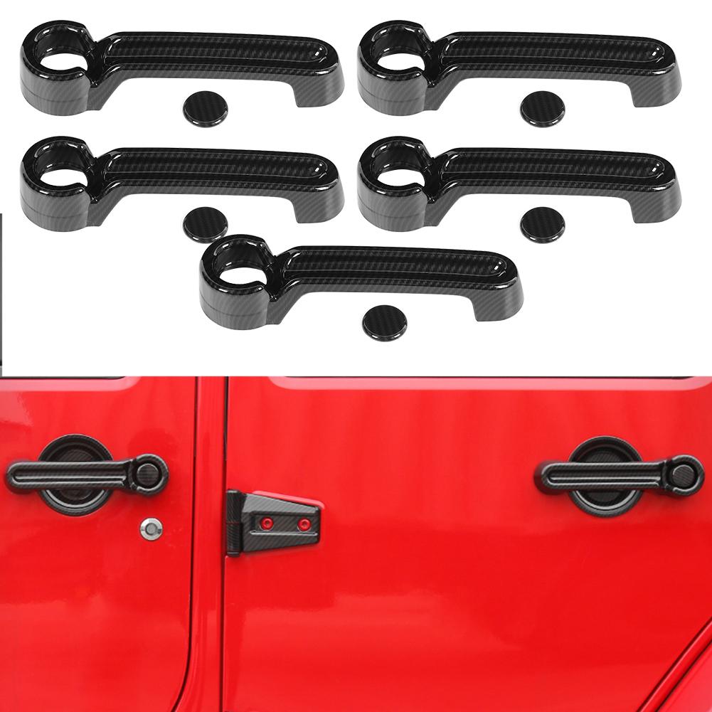 10pcs Carbon Fiber Style Exterior Door Handle Cover Trim Fits for Jeep Wrangler JK 0717