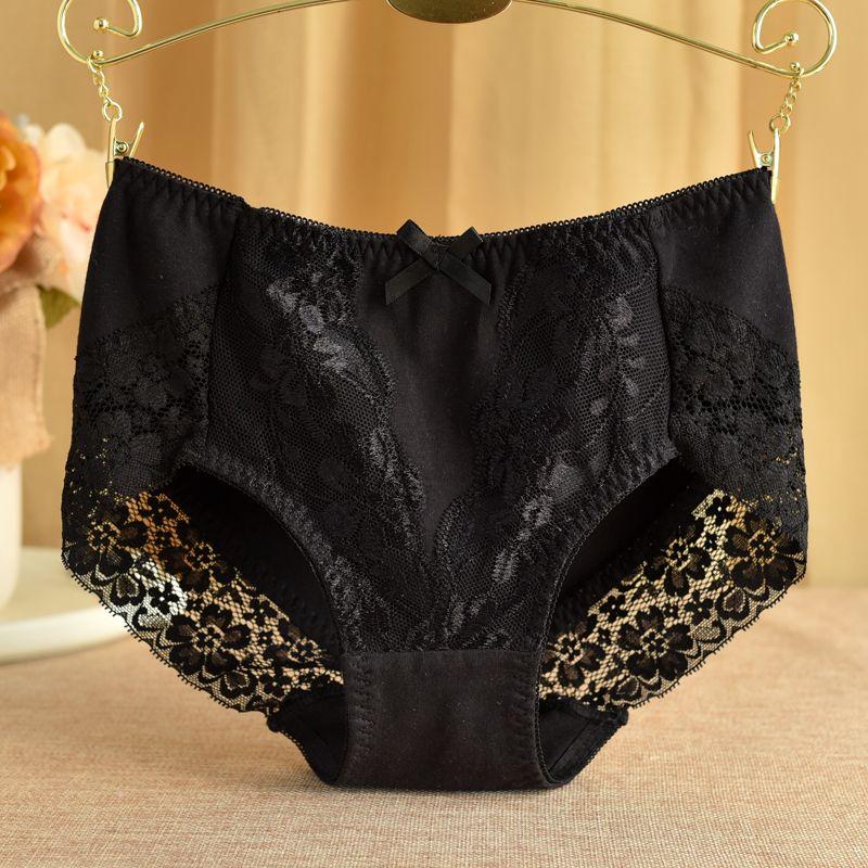 

Хлопковое нижнее белье средней посадки, женское сексуальное кружевное нижнее белье без следов с высокой талией, большие красные брюки в форме сердца, весна и осень XL чёрный