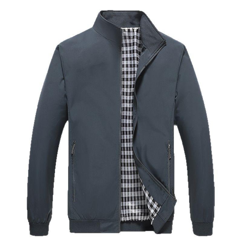 

Мужская весенняя куртка для мужчин среднего и пожилого возраста, новый стиль, воротник-стойка, мужская приталенная повседневная куртка для папы, можно расстегивать дважды 5XL