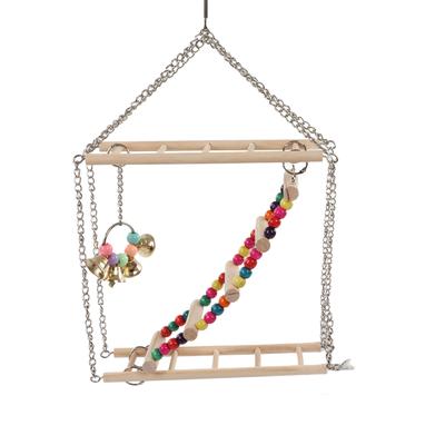 Vogel Leiter Schaukel Spielzeug Holz Mehrfarbig Perle Papagei Hängende Schaukel Spielzeug Zubehör für Haustier Vogelkäfig