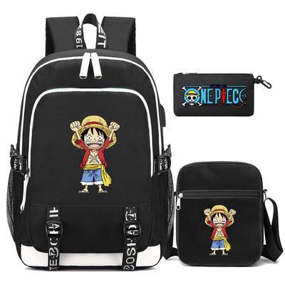 3 pçs/set anime uma peça mochila grande capacidade mochila adolescentes estudante mochila menino menina de volta à escola