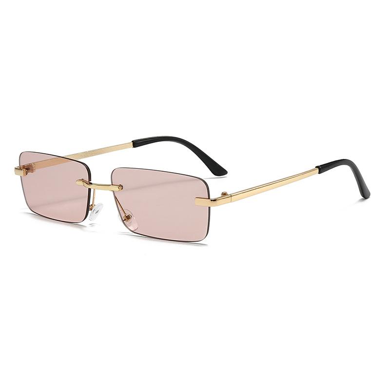 Fashionable Square Rimless Sunglasses Minimalist Trendy Street Style Shades Outdoor Sports and Travel UV-Protective Eyewear