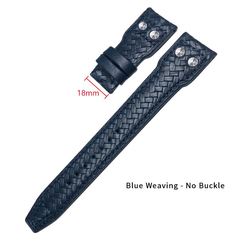 

20mm 21mm 22mm High Quality Rivets Cowhide Woven Watchband Fit for IWC Pilot s Spitfire Mark 18 Portugieser Leather Watch Strap 20mm синий