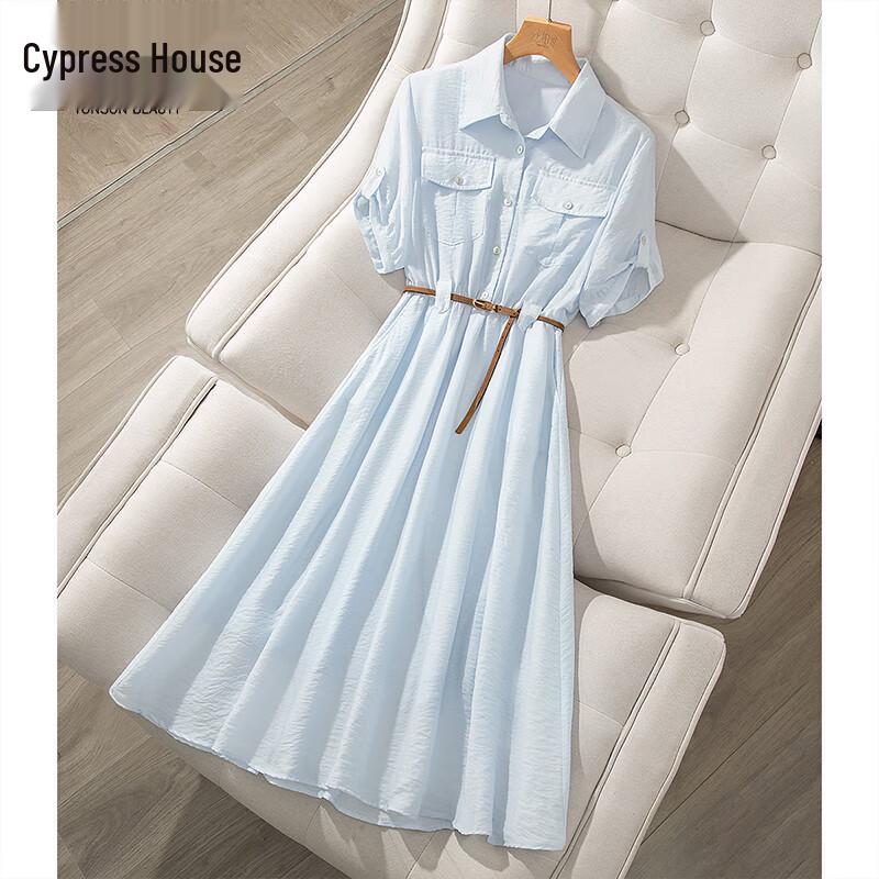 Siboshe Women s Short Sleeve Lapel Midi Shirt Dress S