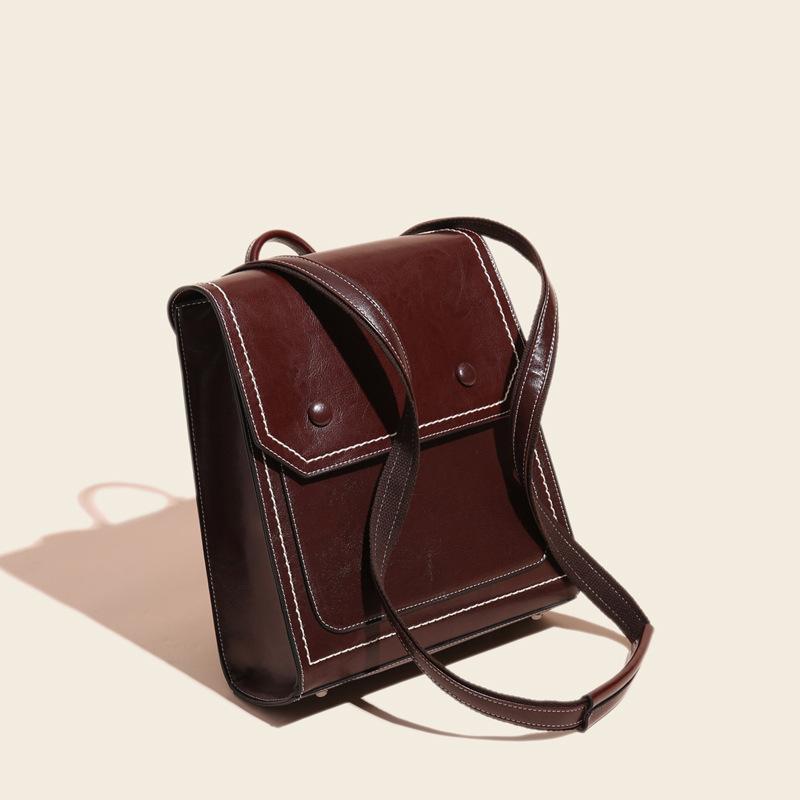 Echtes Leder Mode Gewachstes Rindsleder Rucksack Damentasche Retro Schultasche