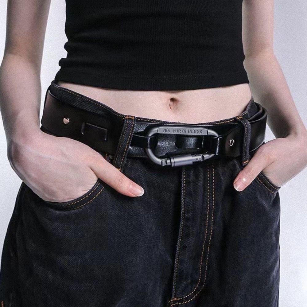 

Luxury Design Carabiner Buckle Belt Retro Punk Waistband D Shape Letter Hook Belt For Women Men