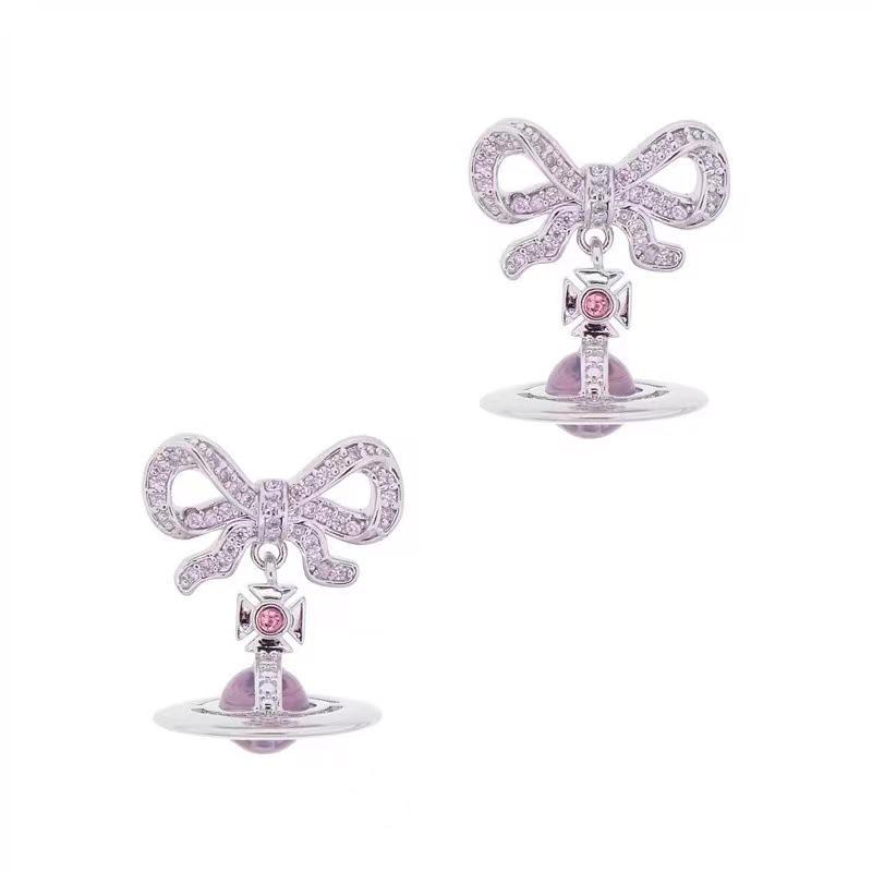 Empress Dowager Opal Purple Orb Saturn Earrings & Necklace Set for Women