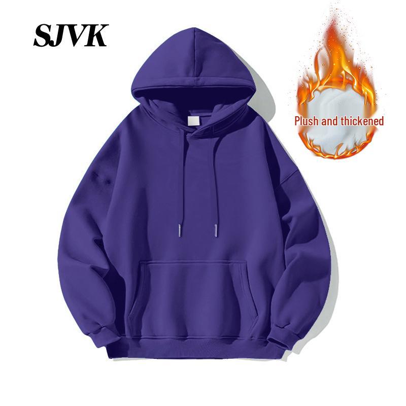 Herren Weinrot Plus Samt Kapuzenpullover - Lässige Lockere Herbst/Winter Oberbekleidung