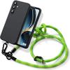 Case for Samsung Galaxy A36 5G - Black Anti-Scratch Silicone with Green Detachable Cord