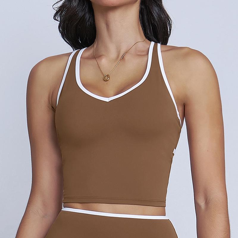 

Women s Cross-Back Yoga Tank Top with Contrasting Trim - Style 9238 Small