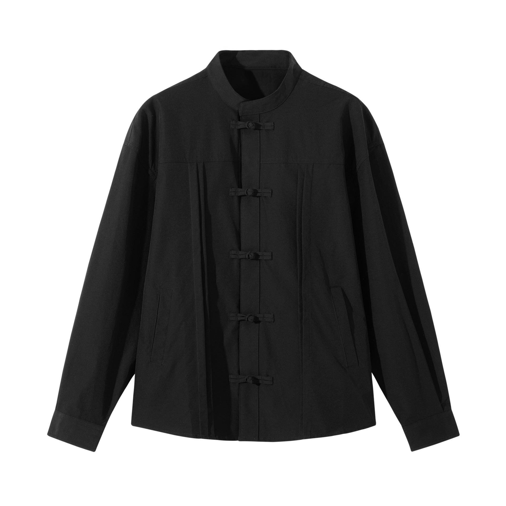 

Стильный мужской танский костюм с длинным рукавом, застежкой-лягушкой и воротником-стойкой – Новый китайский стиль L чёрный