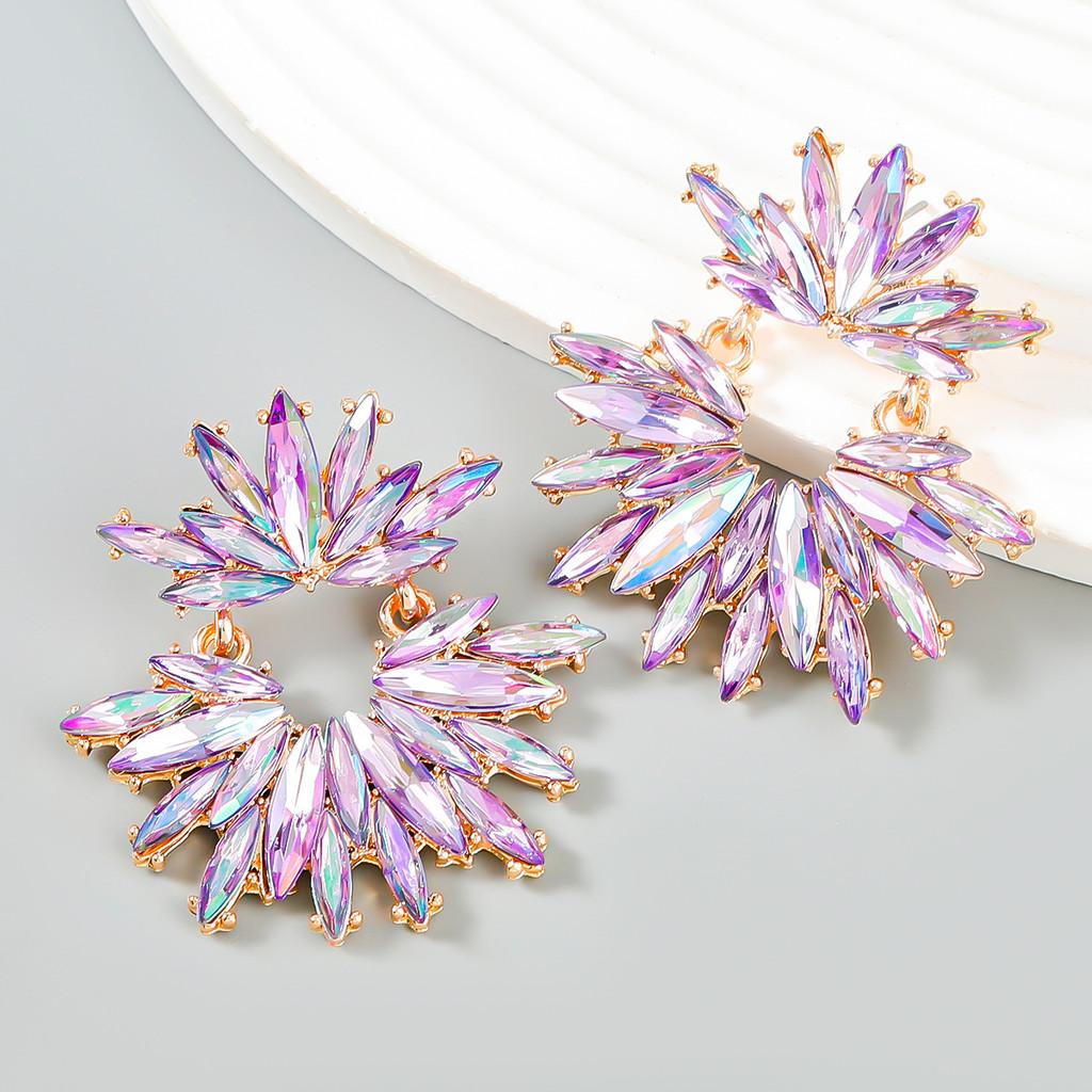Pinkdudu Multi-Color & Green Rhinestone Earrings Ultra Sparkle Statement Studs PD1064