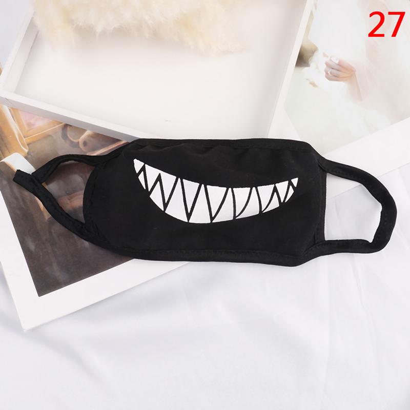 Black Unisex Cartoon Cat Funny Expression Face Mask Cotton Breathable Mouth Mask Anti-dust Pollution Masks For Woman Man