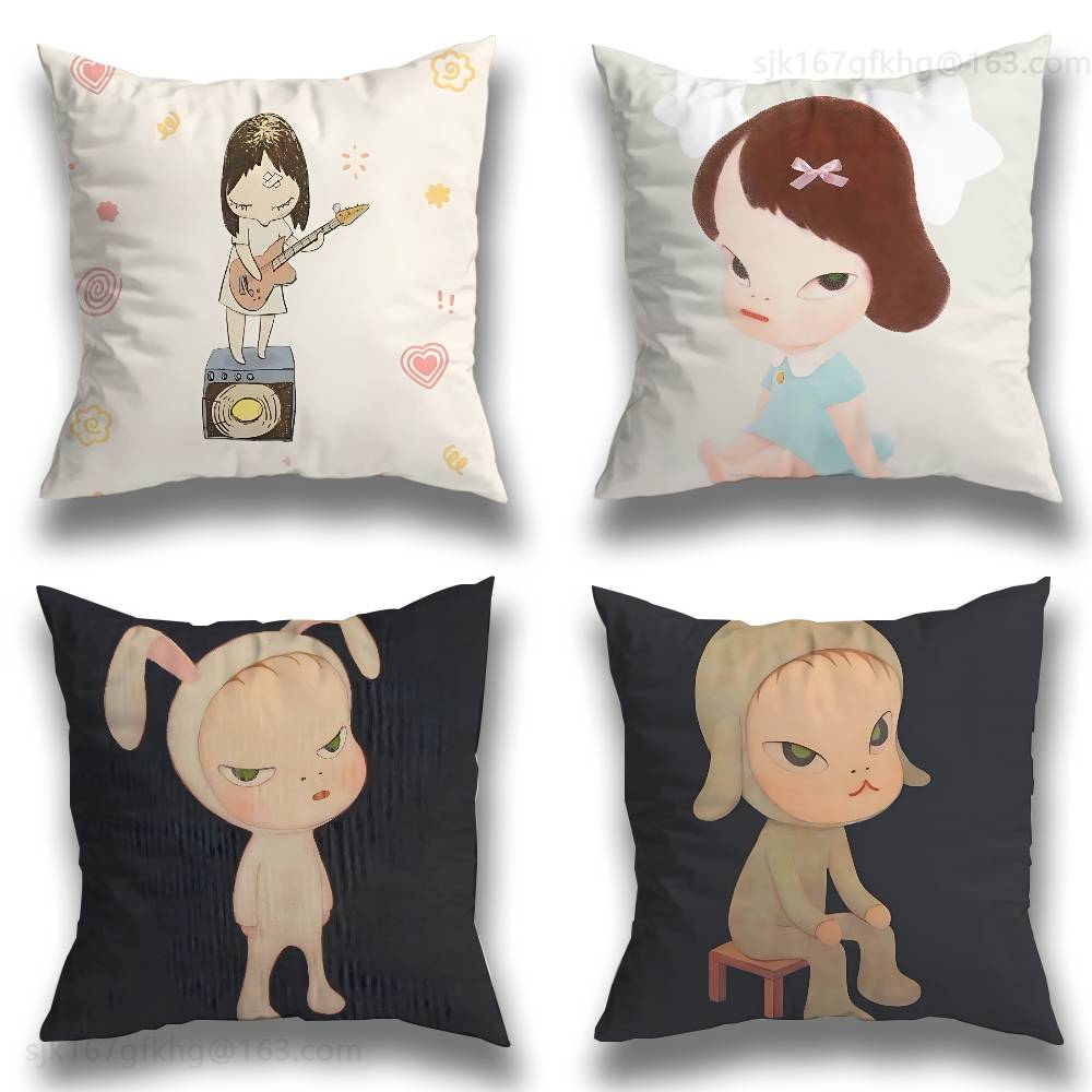 Creative Yoshitomo Nara  Pillow Case Sofa Living Room Bedroom Headboard Backrest Cushion Square Cushion Nap Time