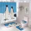 Funny Penguin Shower Curtain Set Animal Antarctic Ice Field Nature Blue Sky Bathroom Curtains Non-Slip Bath Mat Rug Toilet Cover