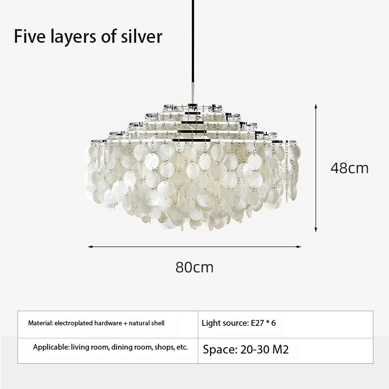 Romantic Led Shell Chandelier Modern Simple Pendent Lamp Natural Shell Wind Chime Lamp Villa Restaurant Suspended Hanging Lamp