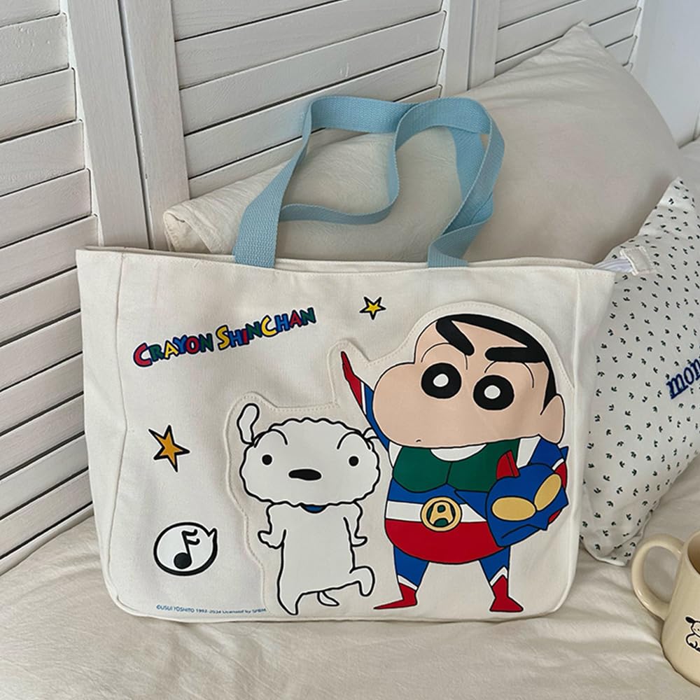 AuduE Lila Crayon Shin-chan Tragetasche, Canvas-Tragetasche für Damen, Tasche mit großem Fassungsvermögen, Umhängetasche, Damentasche, Handtasche, Tragetasche, Tragetasche,