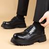 Fashion Black Thick Soled Leather Shoes Classic Retro Versatile Style Outdoor Leisure Party Daily Business Dress Office Adult Shoes