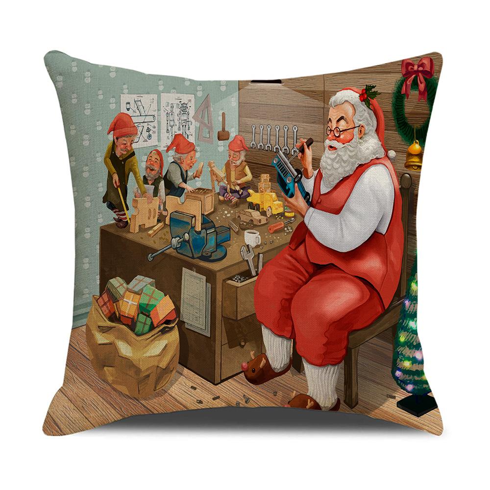 Cartoon Santa Claus Reindeer Series Linen Pillow Cover Nordic Office Sofa Cushion Cover Cushion Cover