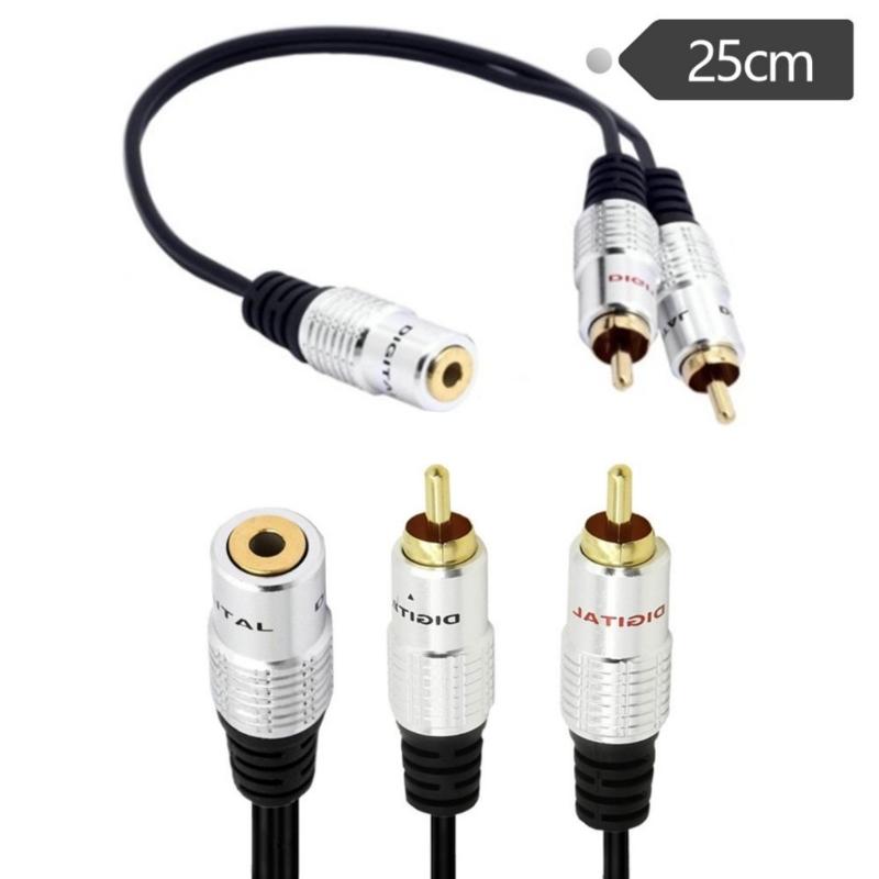 25cm Adapter Cord 3.5mm Female To 2RCA Male Cable Extension Line Gold Plated Connectors Designing