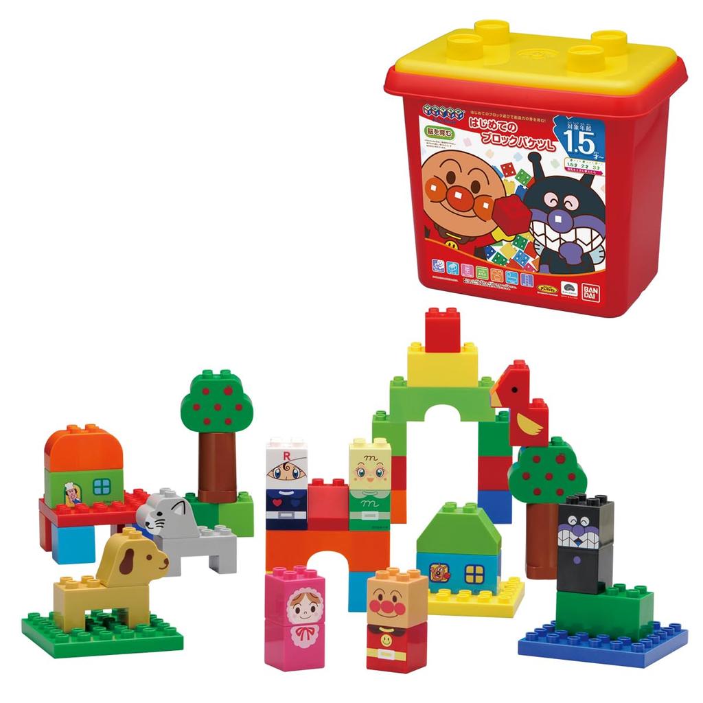 Anpanman's First Block Bucket L (Ages 1 Year and 6 Months and Up)
