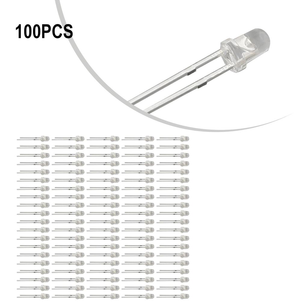 Glühbirne Ultra Helle LEDs 10000-12000mcd 100 LEDs 3MM 17mm Länge 2 Anschlüsse NA Sockel Verschleißfest Langlebig