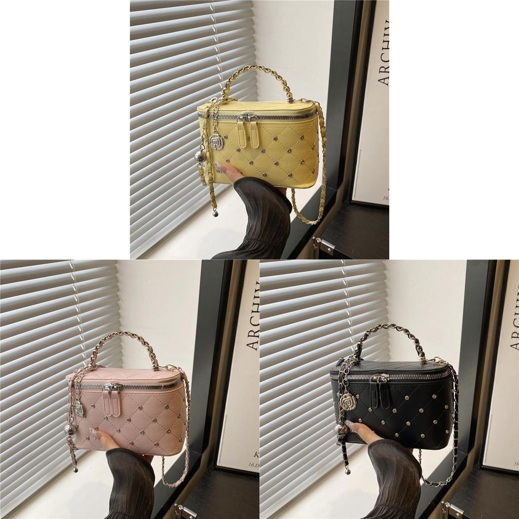 Mini Box Chain Bag With Zipper Closure For Daily Street Style Fashion
