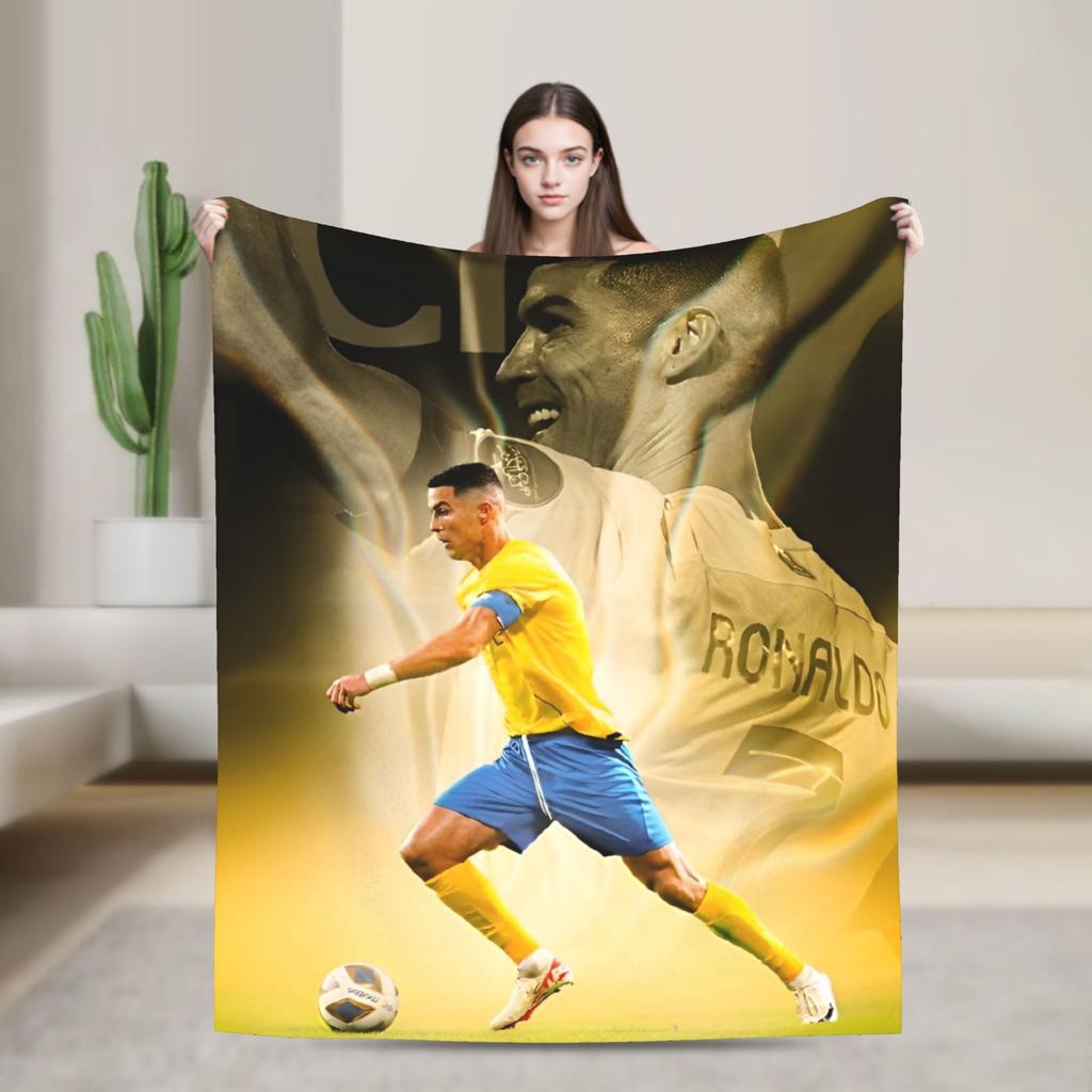 C Ronaldos Football Soccer Blankets  Flannel Funny Breathable Throw Blankets for Home  Winter