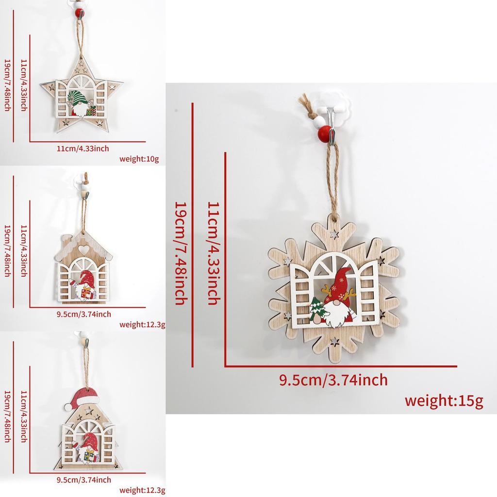 Adorable Wooden Christmas Tree Ornaments With Santa And Snow House Design