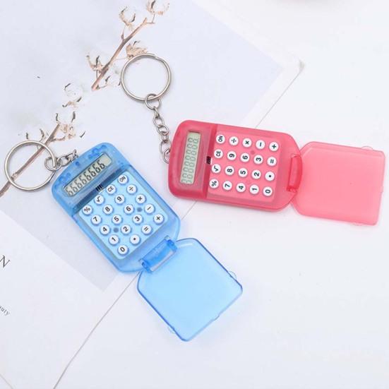 Portable Mini Flip Calculator Hanging Pendant Keychain Keyring Key Holder Gift