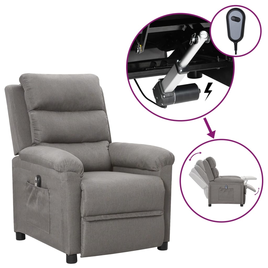 Vidaxl Elektrischer Relax-Sessel, Hellgrau, Stoffbezogen
