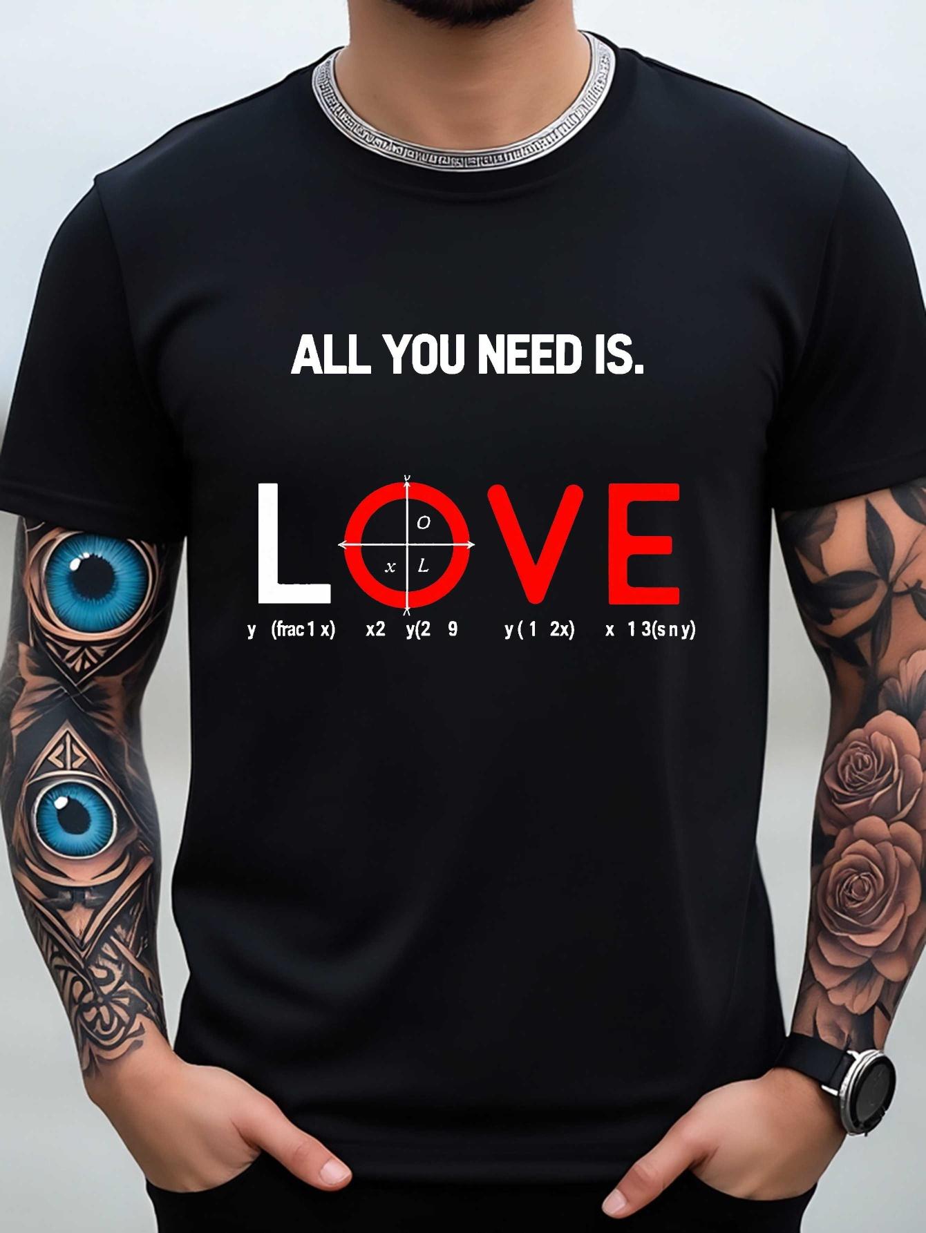 Navy Blue All You Need Is Love Graphic T-shirt - Soft Cotton Blend XXL