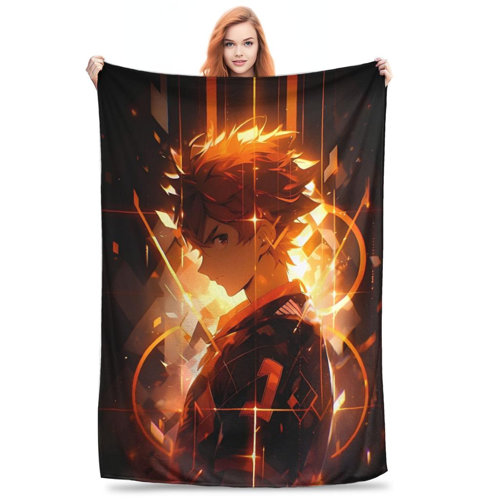 Hinata Shoyo Haikyuu  Knitted Blankets  Fleece Throw Blanket Summer Air Conditioning Printed Soft Warm Bedspreads,