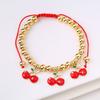 Hot Sale Cute Cherry Strawberry Pendant Copper Bead Chain Bracelet High Quality Crystal Zirconia Fruit Jewelry For Daily Wear