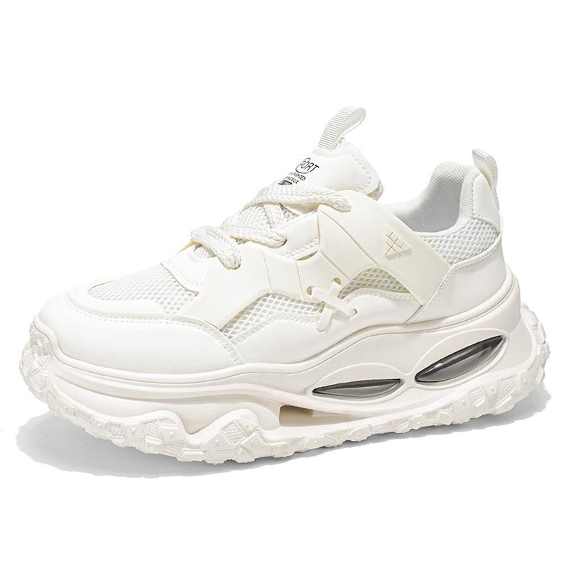 

College style fashion casual men s shoes summer breathable trend mesh shoes outdoor low-top lace-up platform white shoes 44