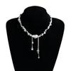 Vintage Love Heart Corss Tassel Pendant Choker Necklace For Women Creative Clavicle Chain Wed Bridal Neck Jewelry Gift