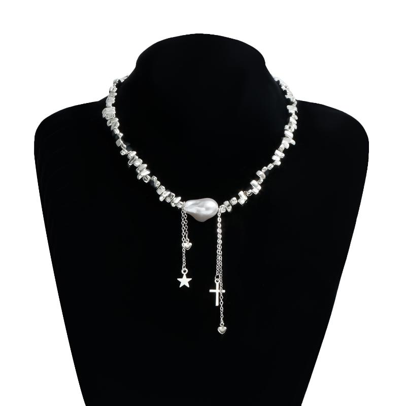 Vintage Love Heart Corss Tassel Pendant Choker Necklace For Women Creative Clavicle Chain Wed Bridal Neck Jewelry Gift