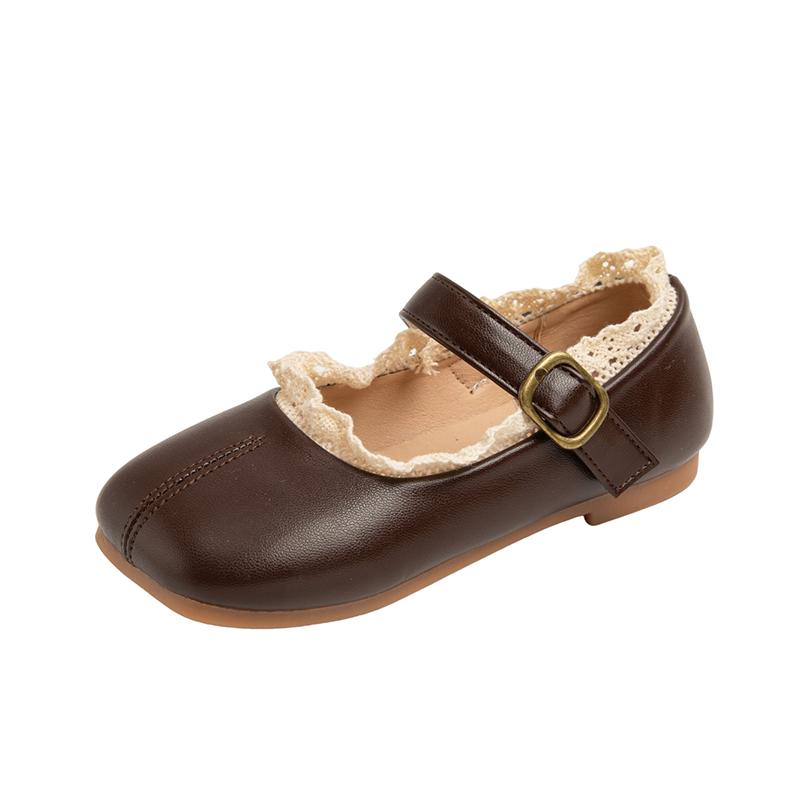 

Girls Black Mary Jane Shoes Lace Trim Soft Sole Buckle Non-Slip Princess Shoes for Toddler Girls School Party Daily Casual Wear 24