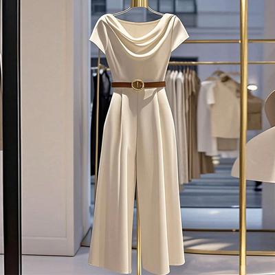 Eleganter Satin-Jumpsuit mit Kragen und weitem Bein für Damen