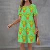 Fashion 3D Print Summer Dress Loose Casual Short Sleeve O-Neck Mini Dress
