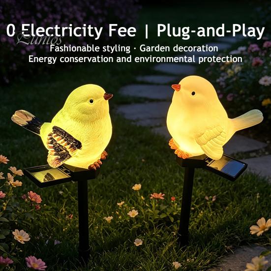 Waterproof Outdoor Lawn Decoration Lights Solar Bird Garden Light, Figurine Pathway Decorative Stakes for Flower Beds Stake LED Lamp Patio Yard
