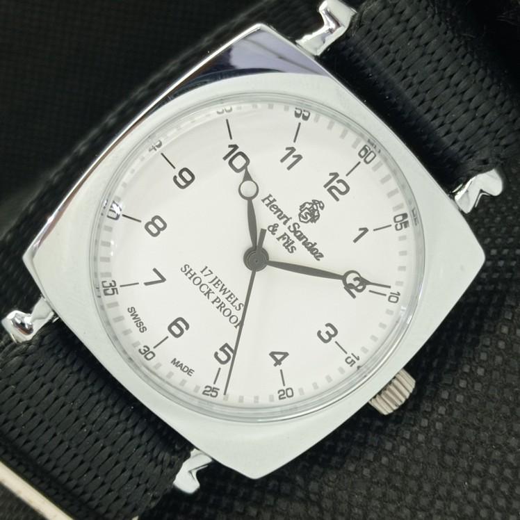 

REFURBISHED VINTAGE HENRI SANDOZ & FILS SWISS MENS WRIST WATCH a416460-2 Sku622a-a416460